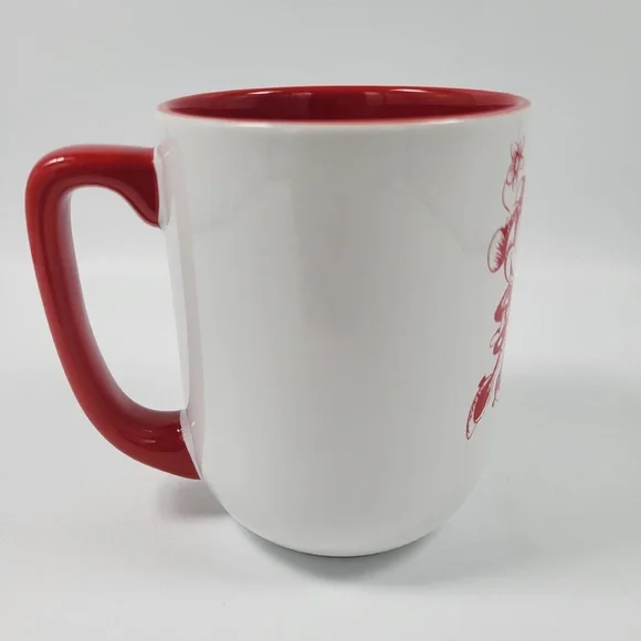 Disney Parks‎ Minnie Mickey Mouse Once Upon A Time Red White Sketch Coffee Mug - Picture 2 of 8